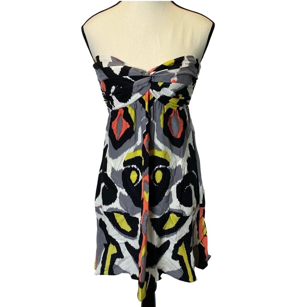 Alice & Trixie Women's Silk Strapless Mini Dress Size Small Retro Y2K Smocked